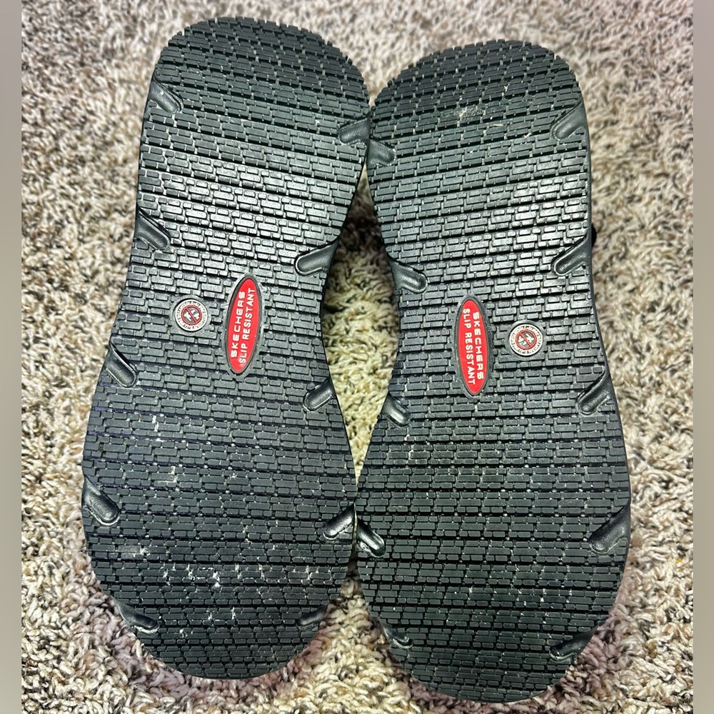 Skechers Women Size 7 Work Shoes Black Slip Resistant Memory Foam Max Cushion - Picture 8 of 9